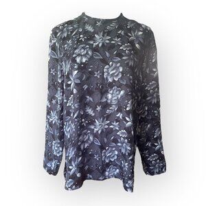 VTG Rena Rowan for Saville Floral Printed Polyester Blouse 10P